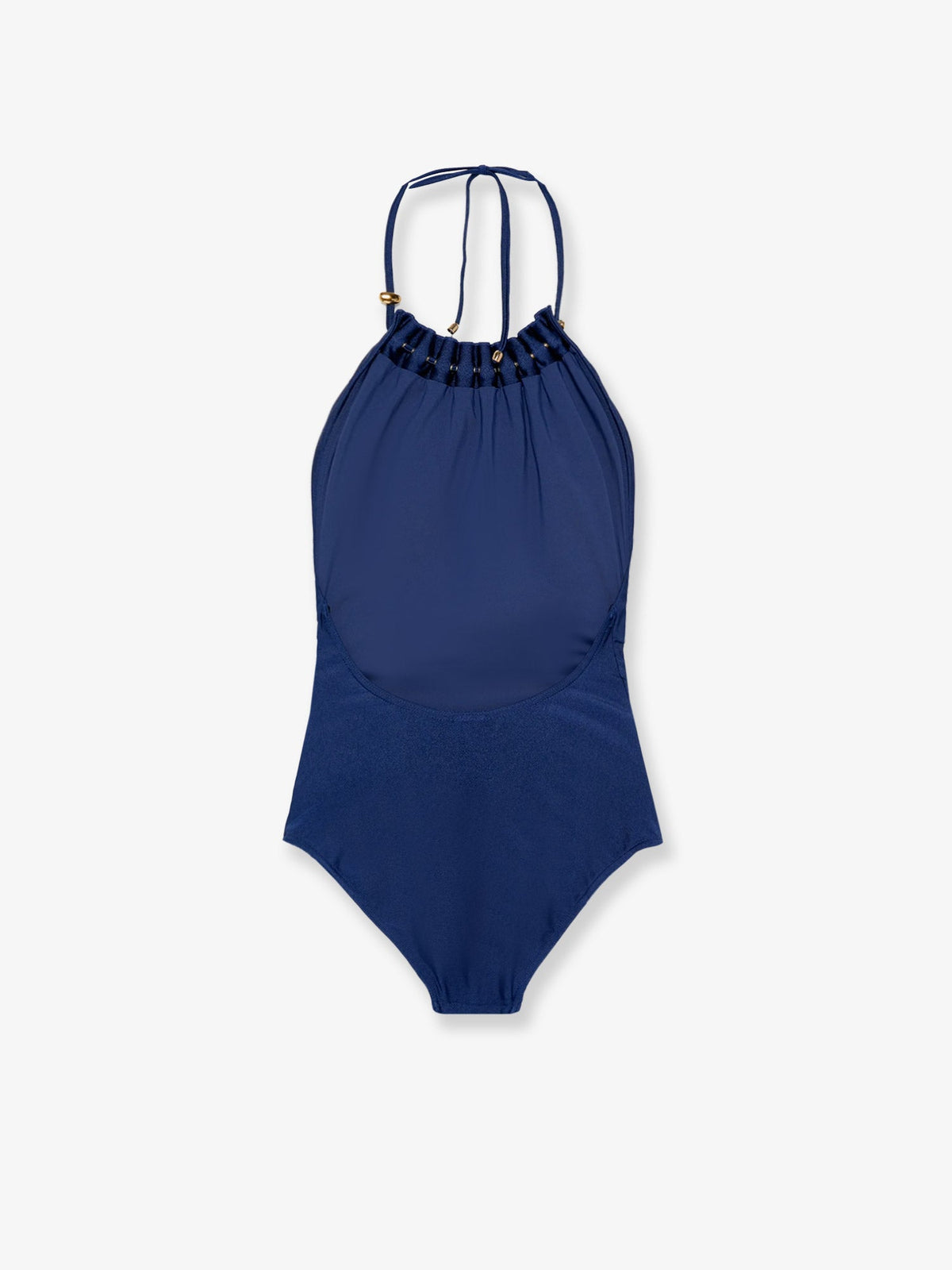 Zimmermann Aster one-piece swimsuit in shiny nylon with bead detail - Darkcobalt