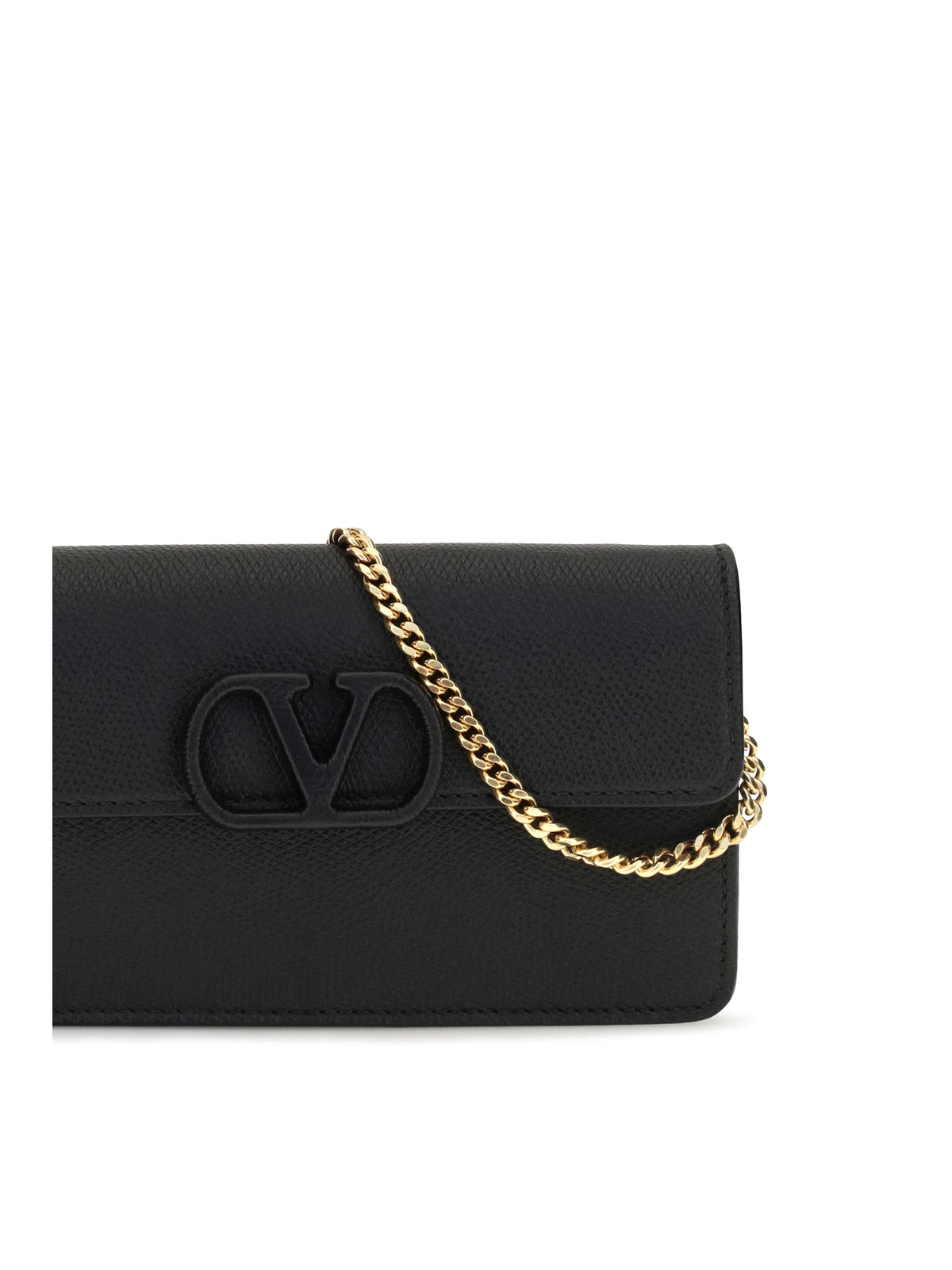 Valentino VLogo signature grainy calfskin chain Wallet - Black