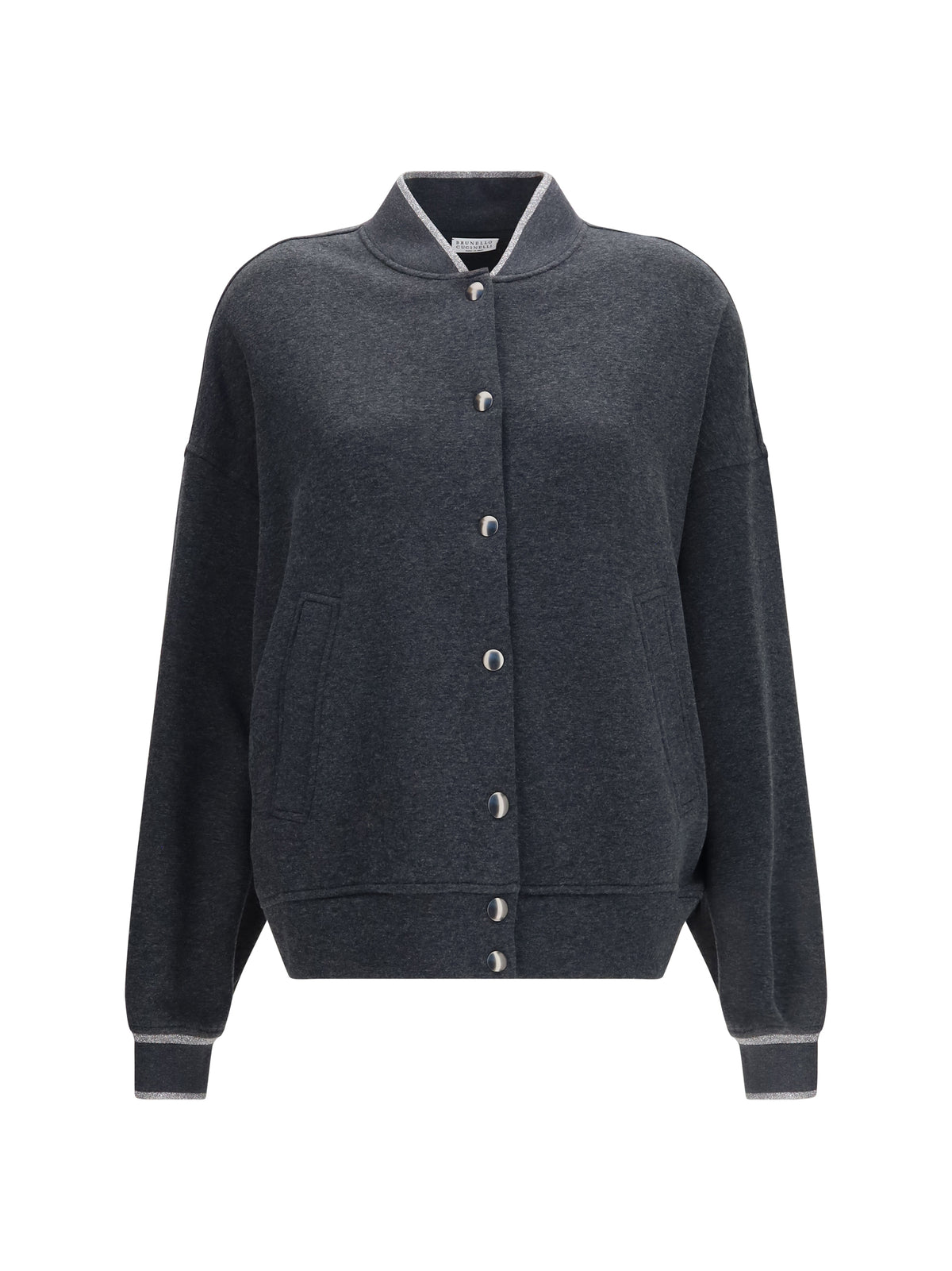 Brunello Cucinelli Techno cotton and cashmere interlock Bomber Jacket - Anthracite