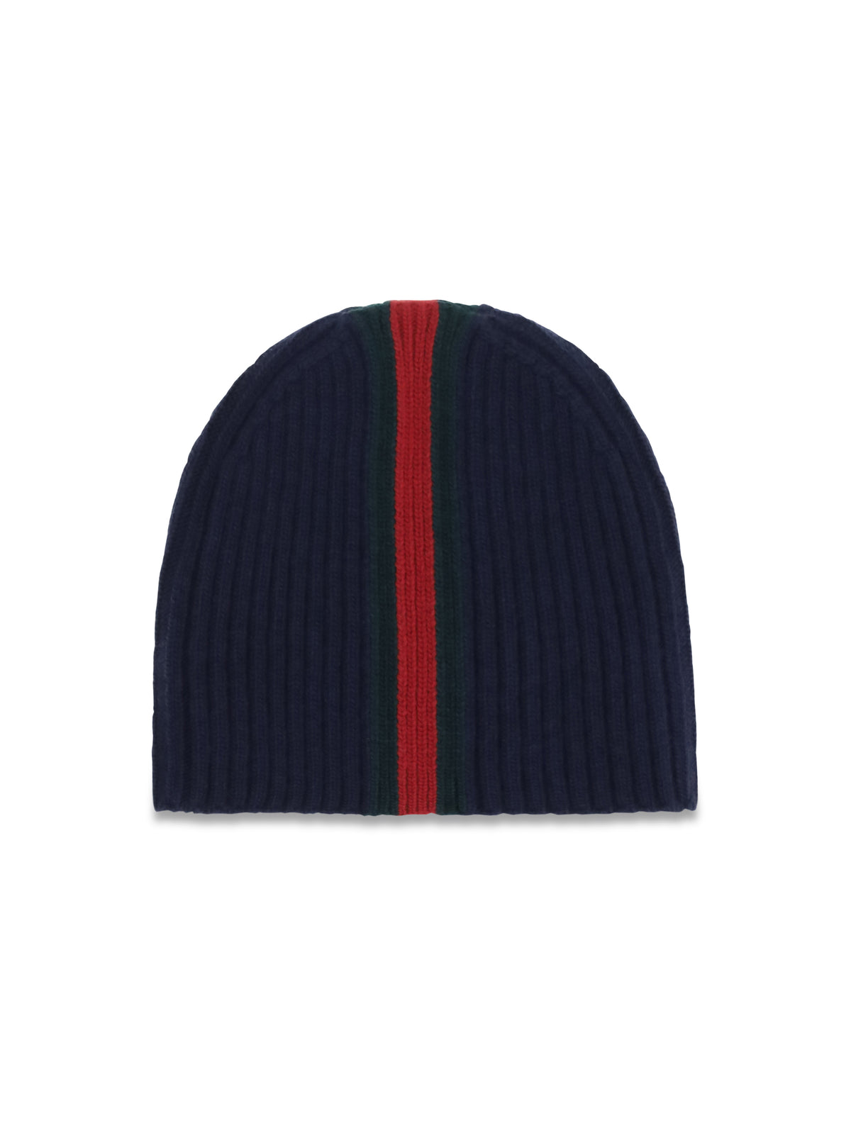 Gucci Ribbed wool Beanie with Web detail for Boy - Midnight Bl/D.Green