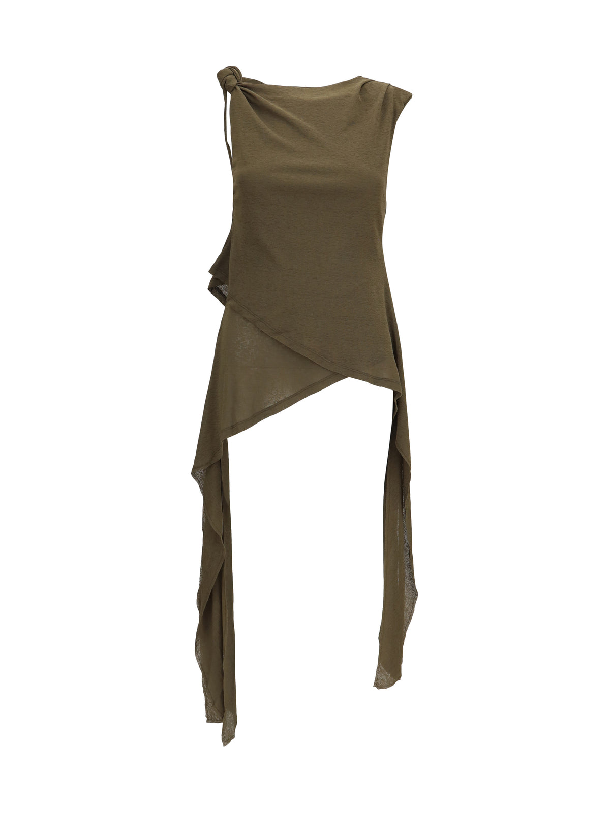 Ganni Asymmetrical knot Top - Military Olive