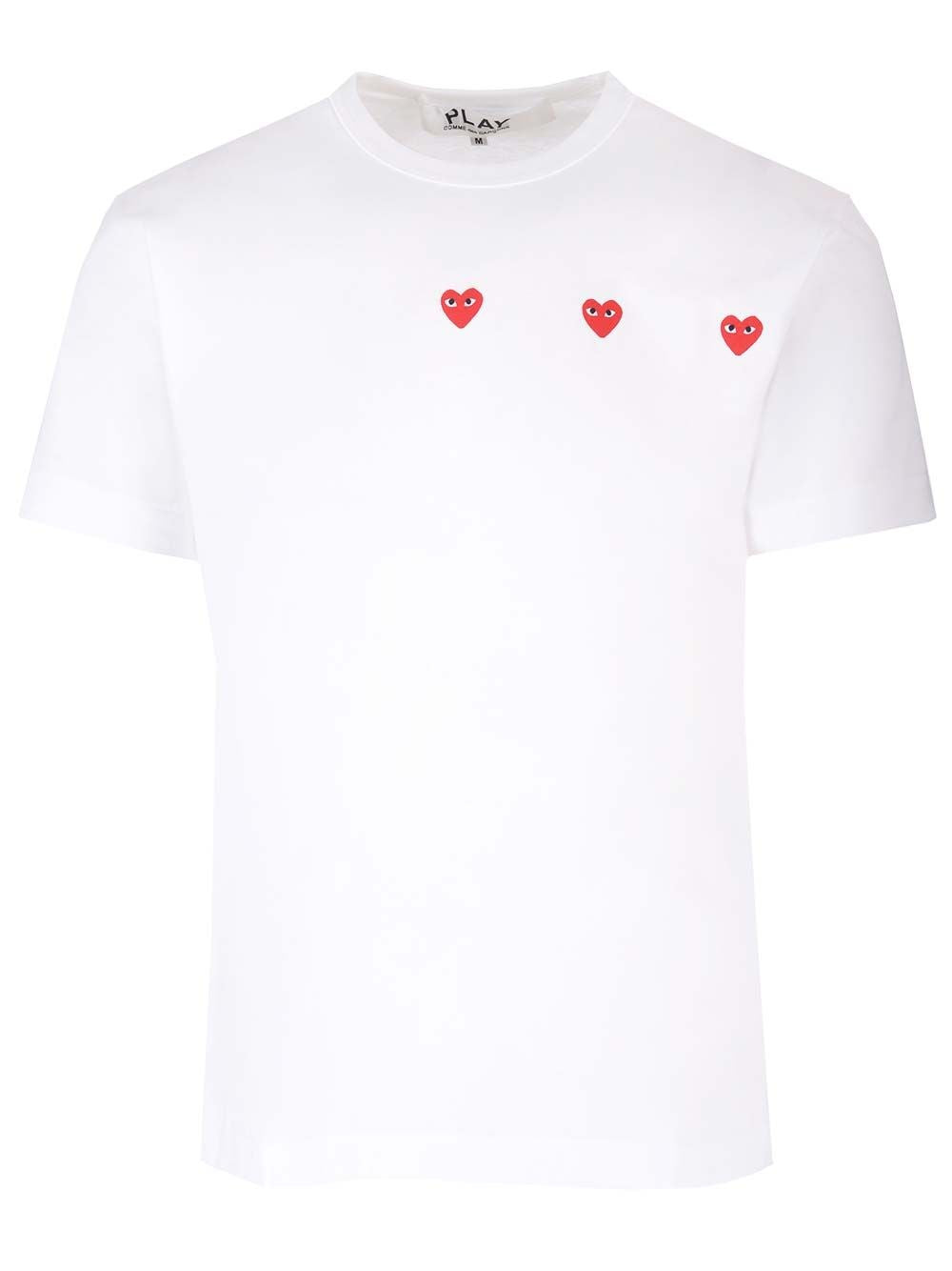 Comme Des Garcons Play T-Shirt With Red Hearts - White