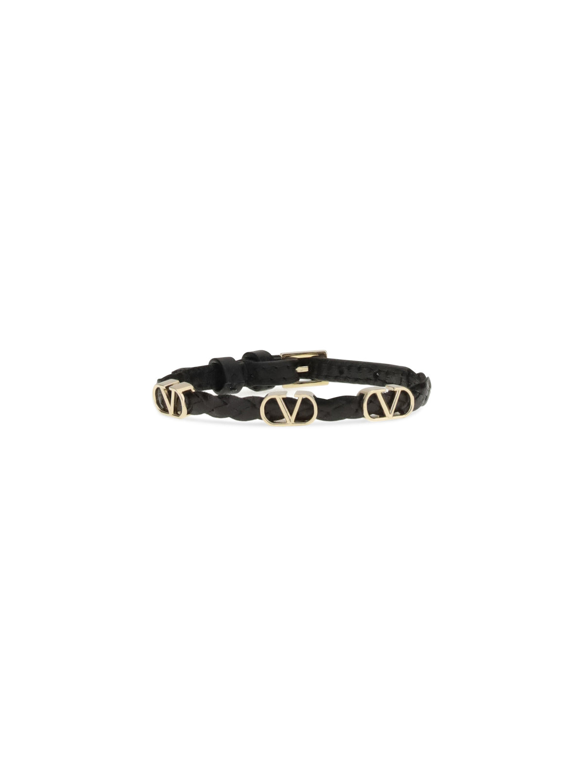 Valentino Garavani VLogo Signature braided leather Bracelet - Black