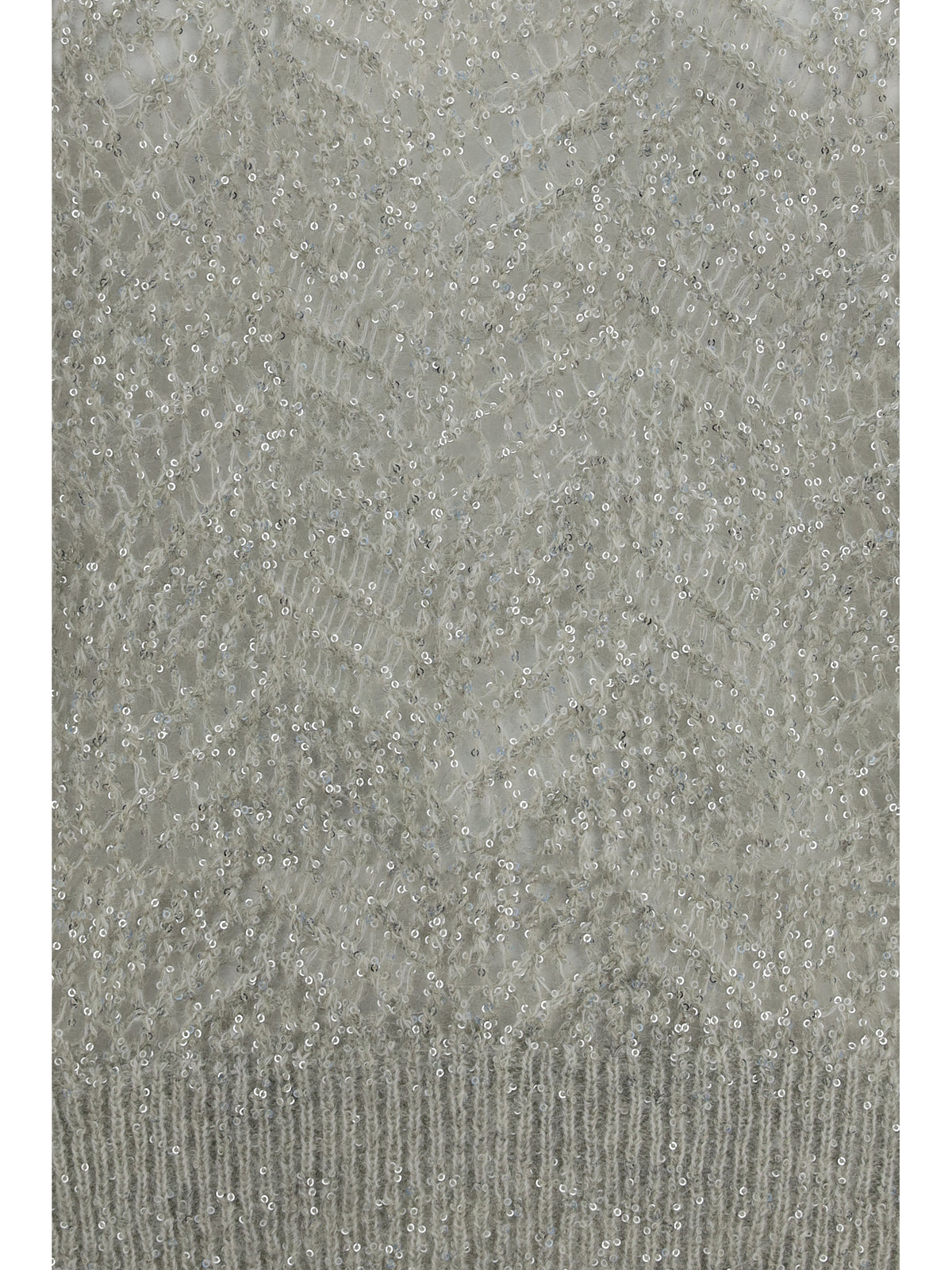 Brunello Cucinelli Openwork sequined crewneck Sweater - Ghiaia+Quarzo