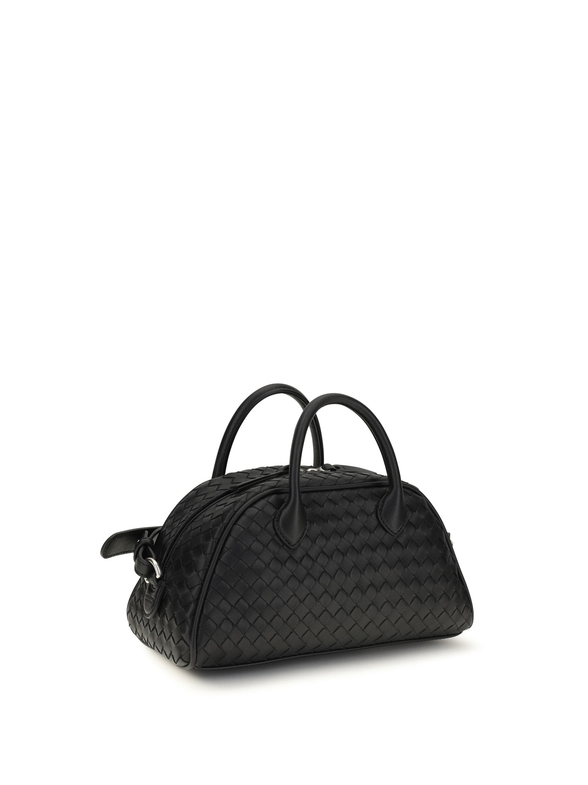 Bottega Veneta Small Intrecciato leather Bauletto Handbag - Black-Silver