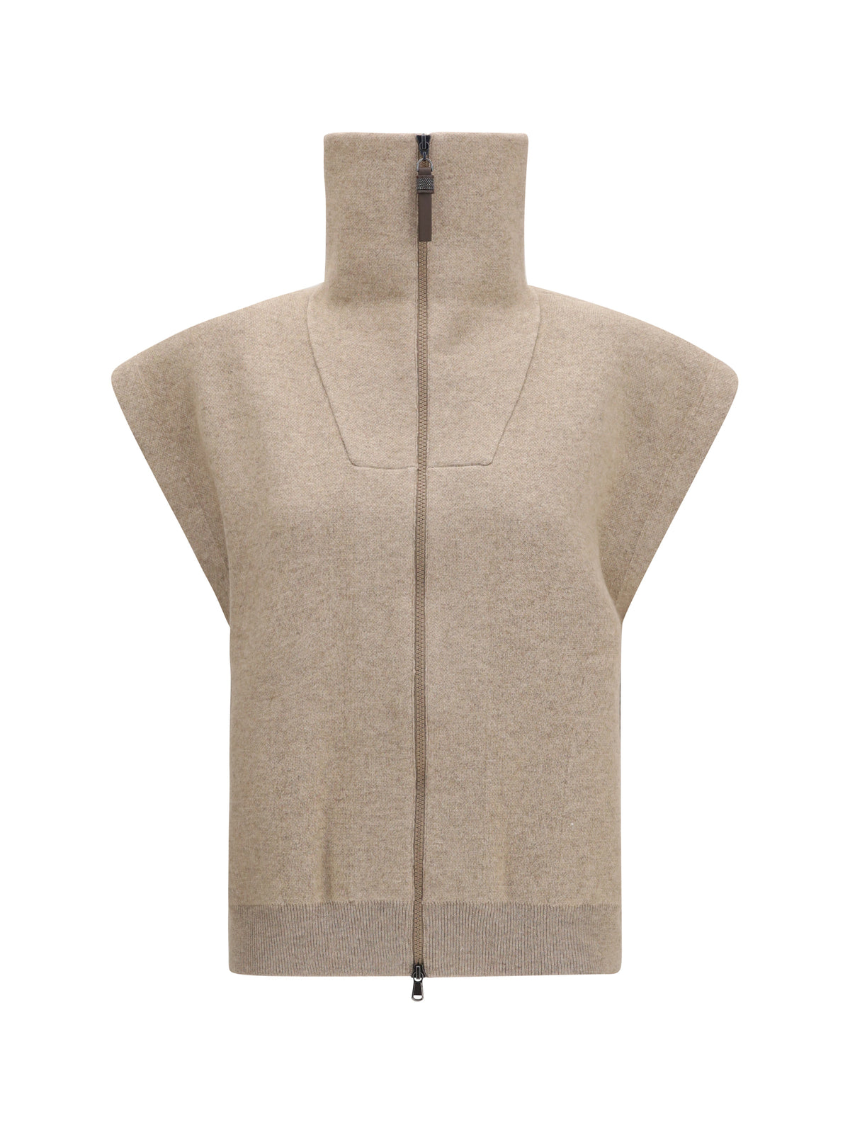 Brunello Cucinelli High-neck zip Cardigan - Brown