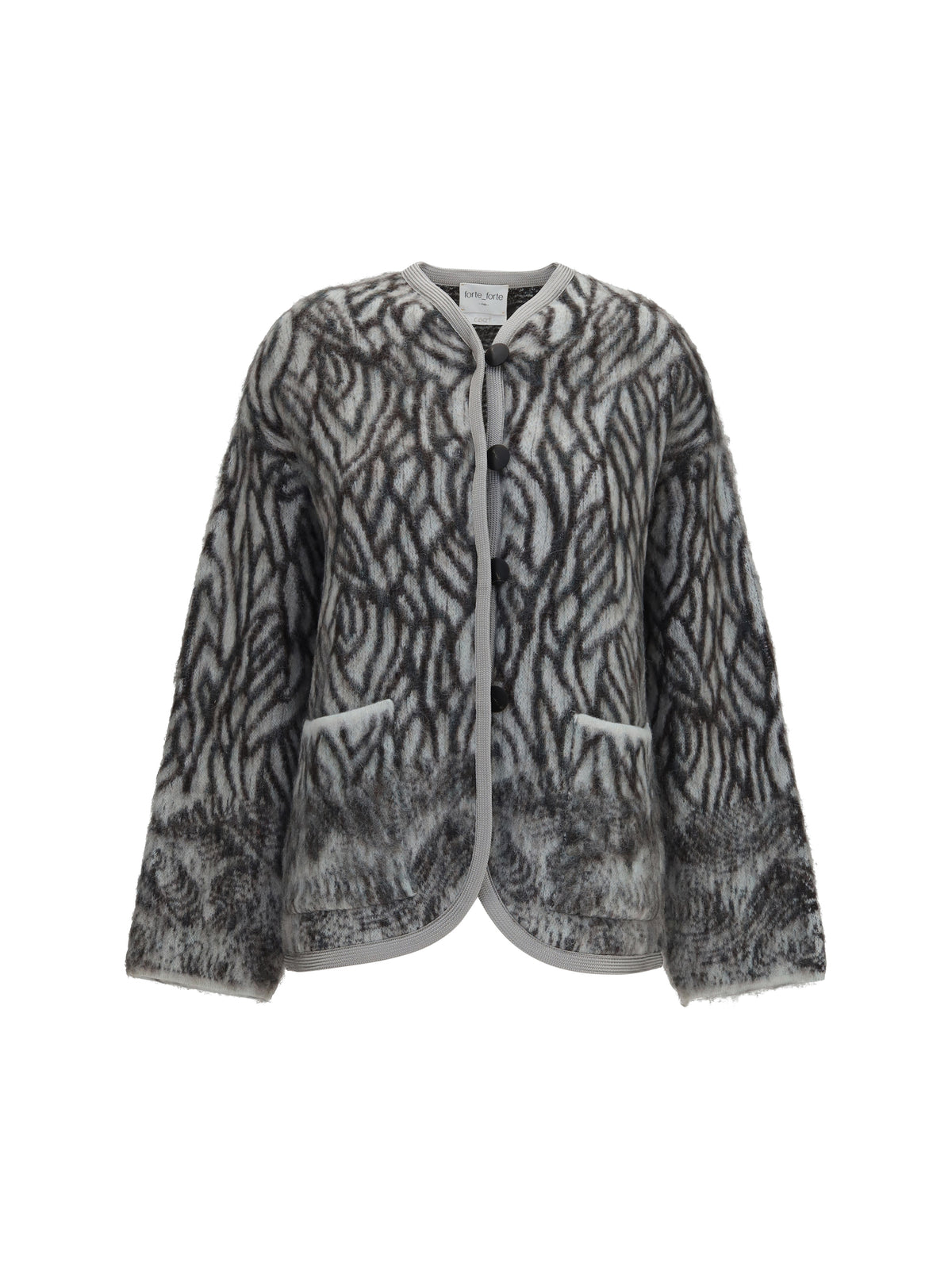 Forte_forte Heron Feather motif brushed Cardigan - Jade