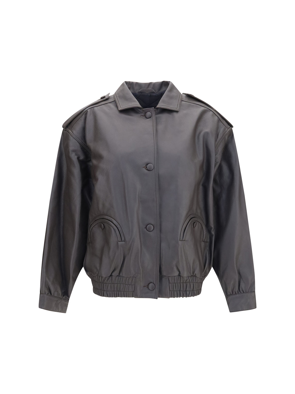 Blazé Milano Charlie Ares leather Bomber Jacket - Ebony