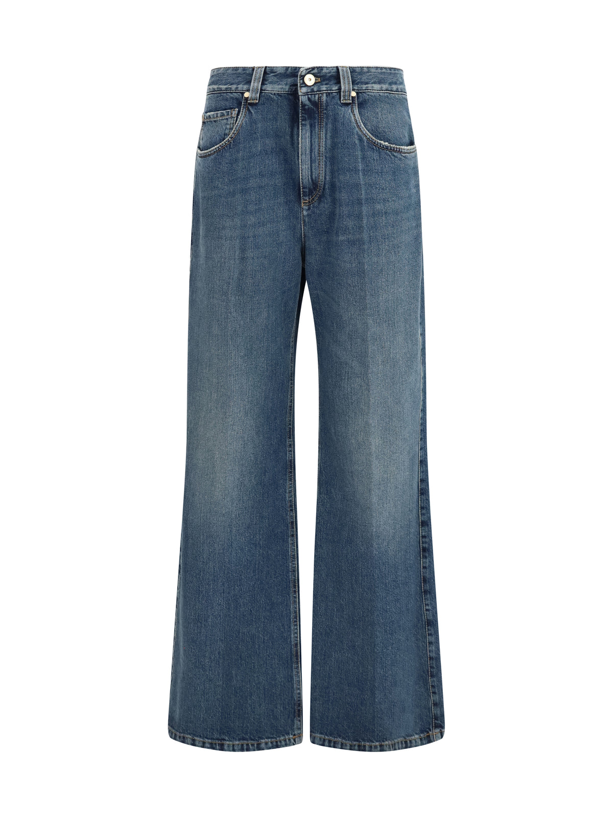 Brunello Cucinelli Contemporary Loose Authentic denim Pants with monili - Aged Blue Denim