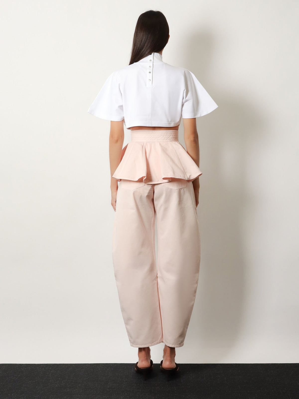 Alaïa Peplum cotton belt - Rose Pale