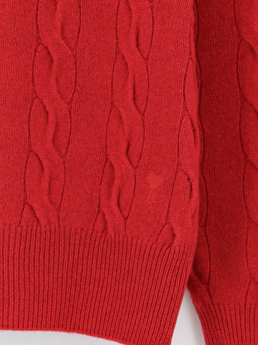 Ami Paris Wool sweater with cable knit - Rougerubis