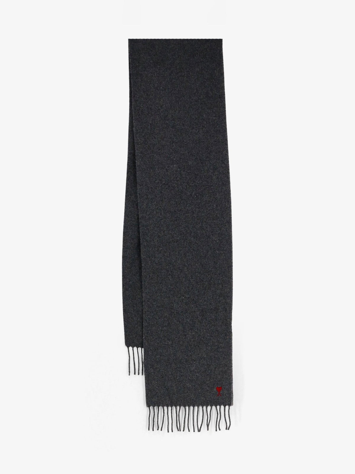 Ami Paris Wool scarf with Ami de Coeur embroidery - Carbongrey
