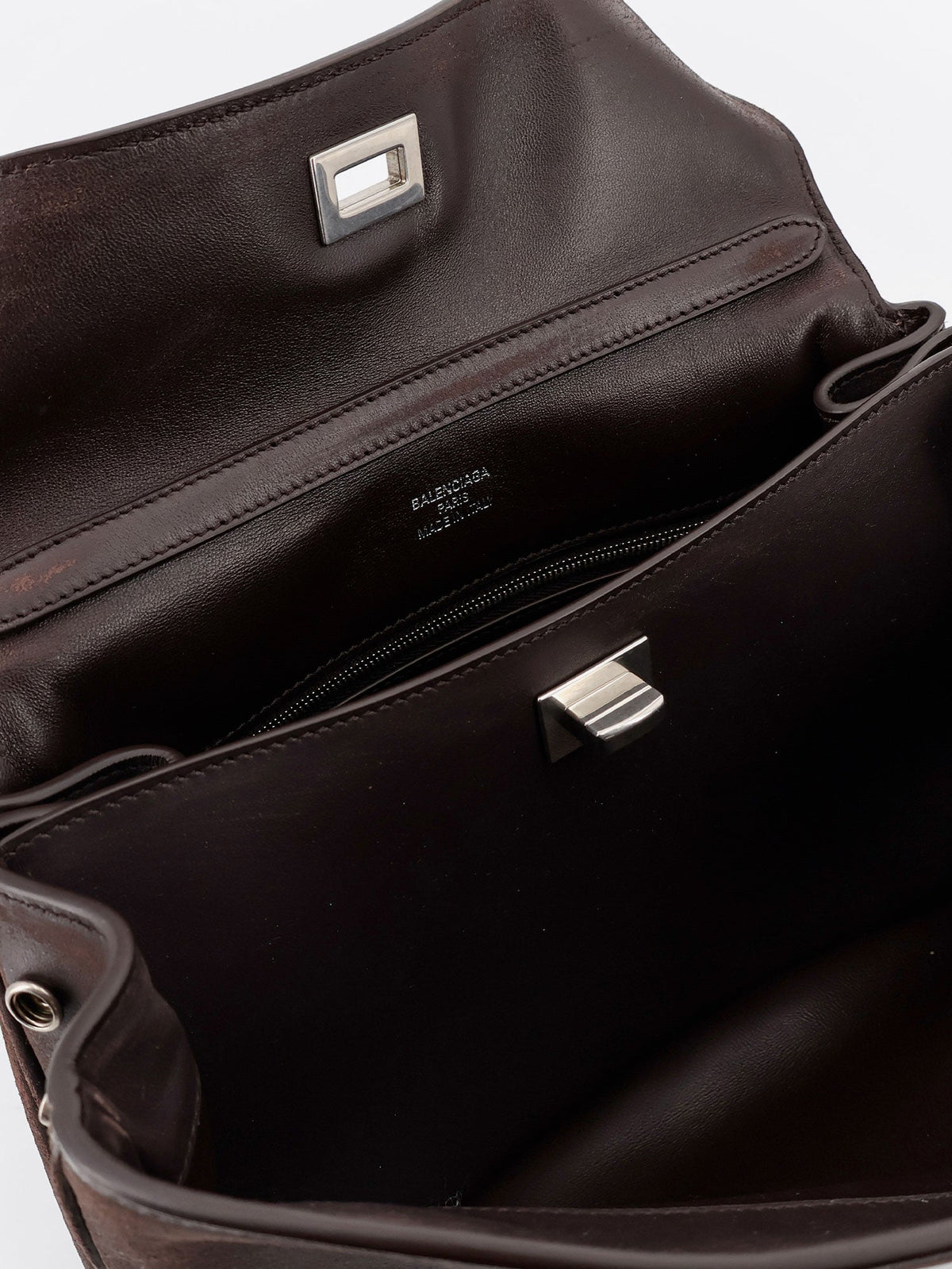 Balenciaga Rodeo S leather crossbody bag with vintage motif - Espresso