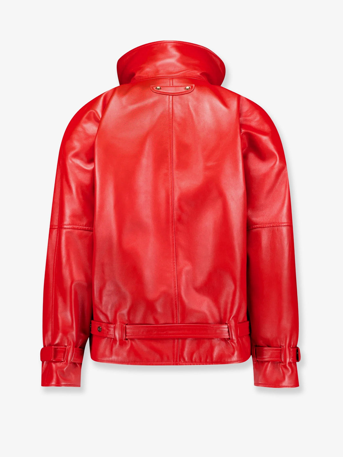 Balenciaga Arrotondato leather jacket with engraved lettering logo on the front - Red