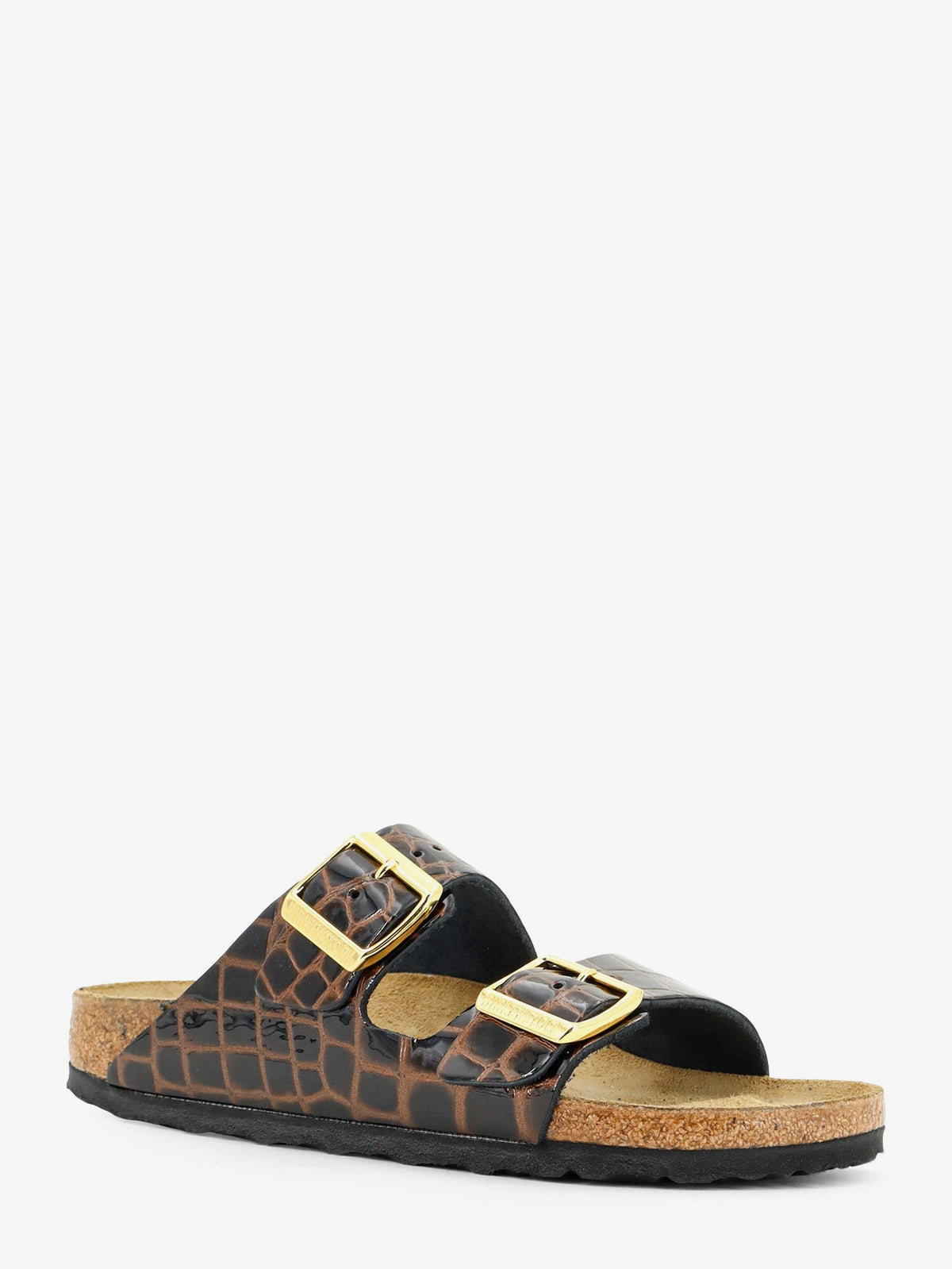 Birkenstock Arizona leather sandals with crocodile print - Black
