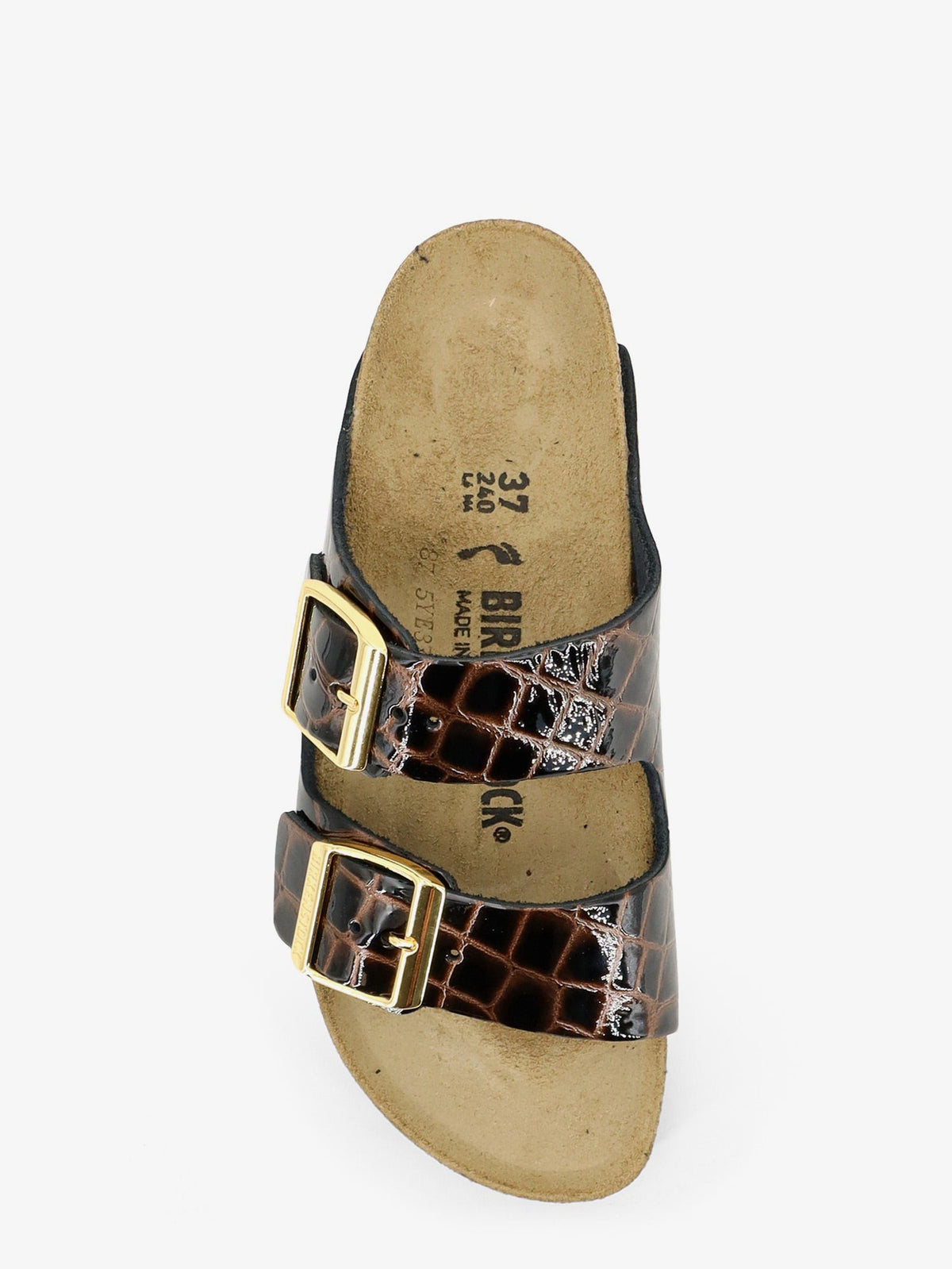 Birkenstock Arizona leather sandals with crocodile print - Black