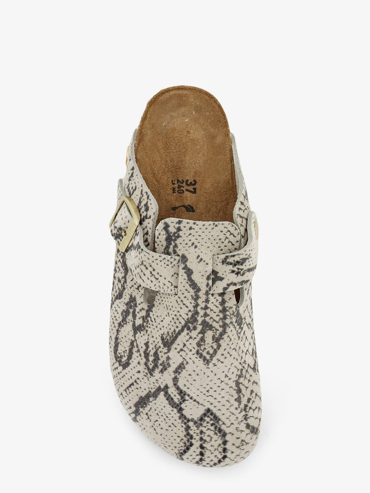 Birkenstock Boston suede sabot with python print - Oyster
