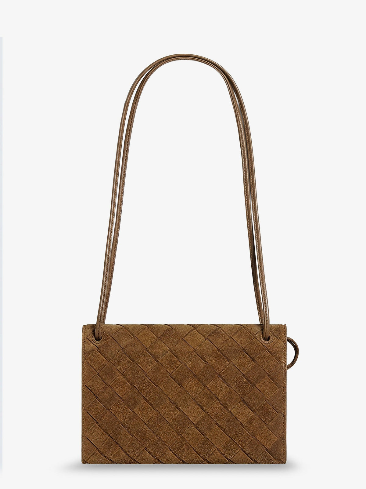 Bottega Veneta Suede crossbody bag with Intrecciato motif - Darkcaramel