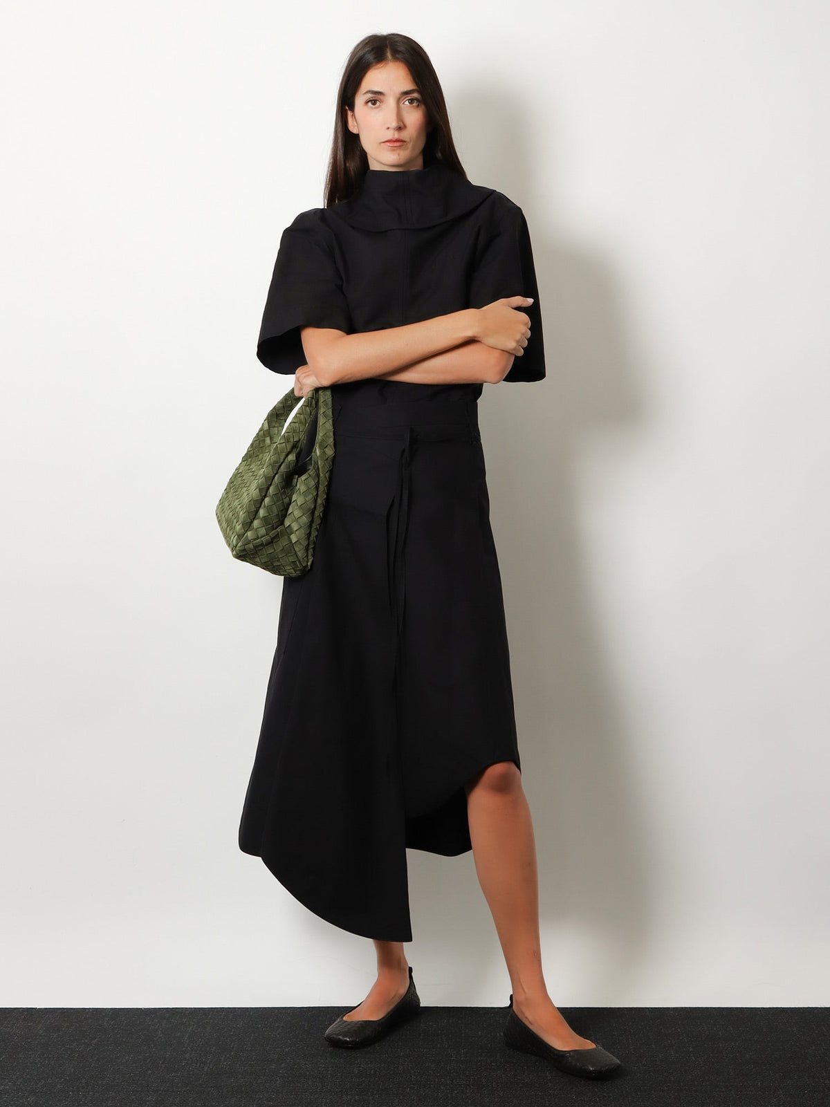 Bottega Veneta Compact cotton canvas skirt - Double Black