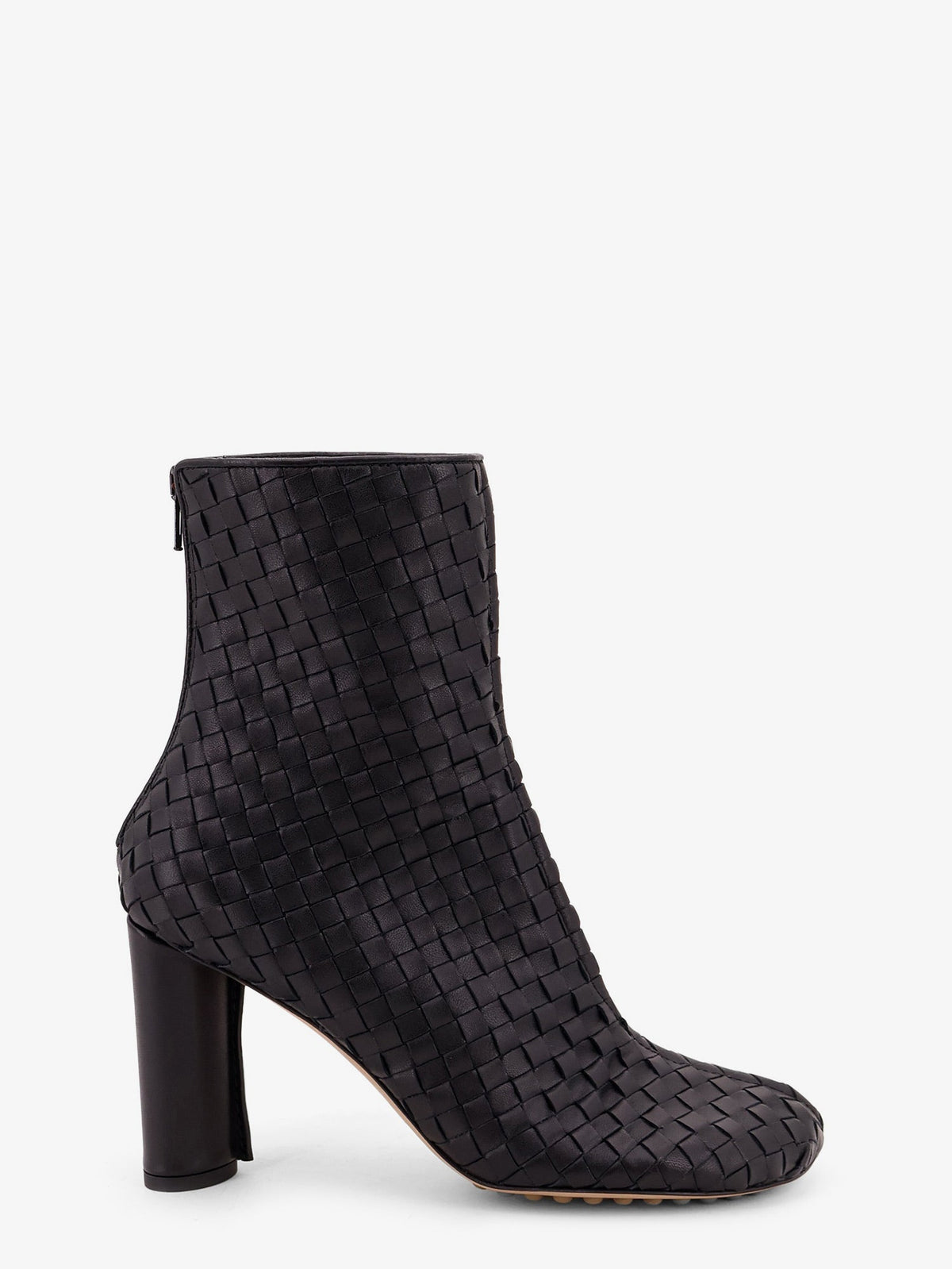 Bottega Veneta Cherry leather ankle boots with woven pattern - Black