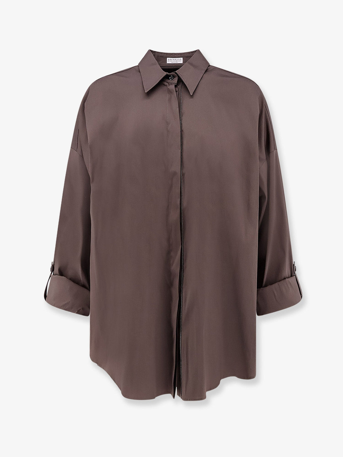 Brunello Cucinelli Cotton blend shirt with Shiny Trim - Chocolate