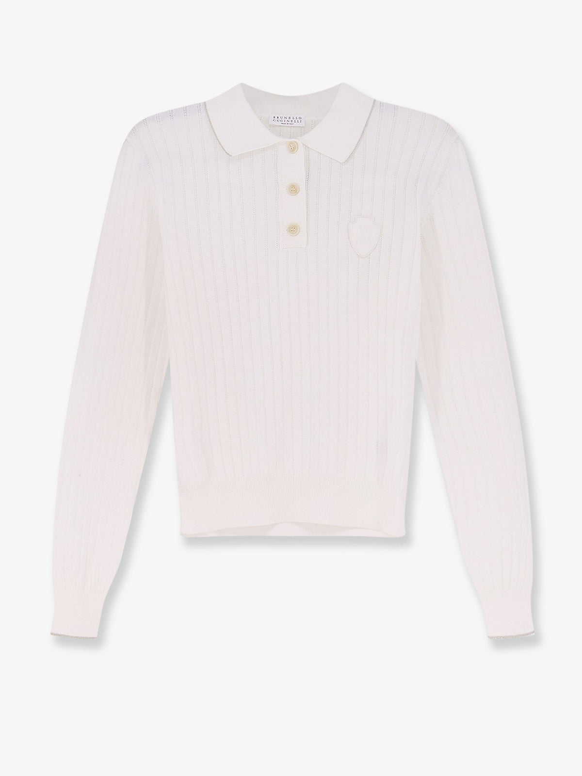 Brunello Cucinelli Cotton polo shirt with embroidered logo on the front - Platino