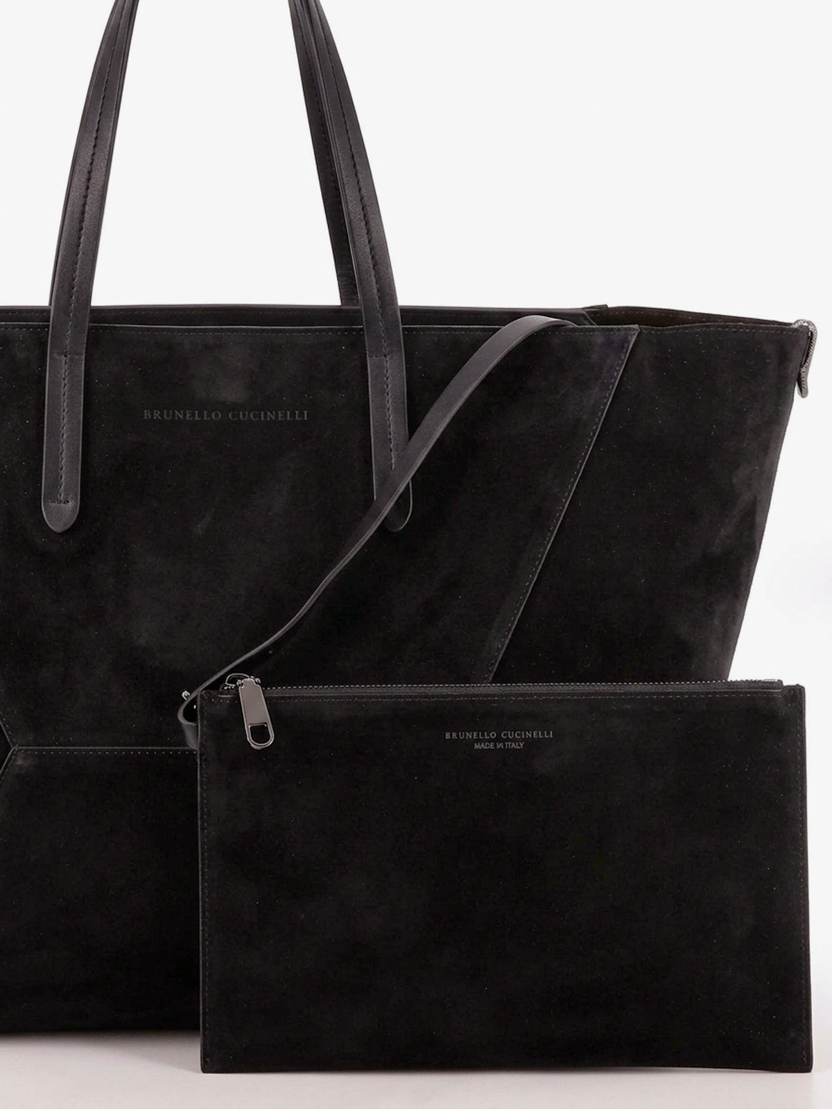 Brunello Cucinelli BC Duo suede shoulder bag with engraved logo - Pepe