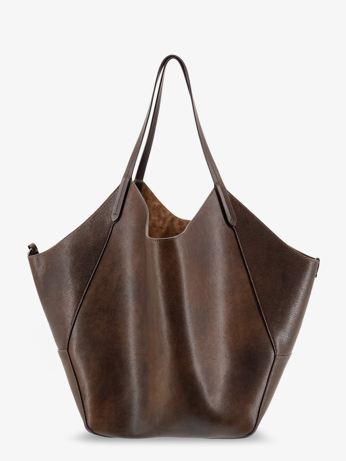 Brunello Cucinelli Leather shopping bag with side Monili detail - Testa Moro