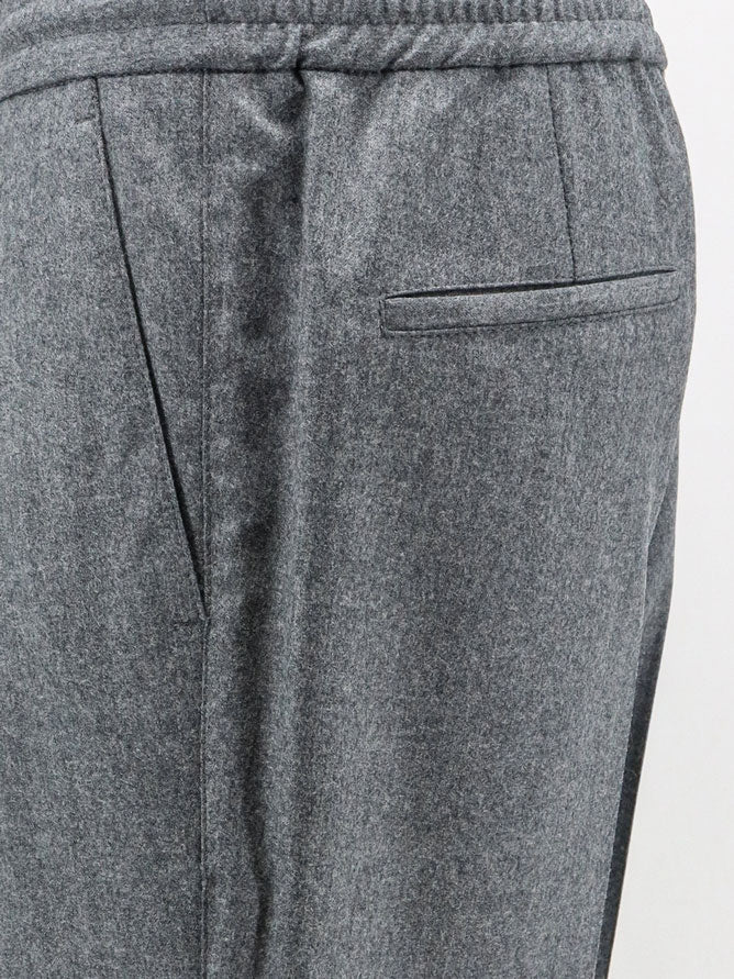Brunello Cucinelli Virgin wool trousers with adjustable drawstring - Grigiomedio