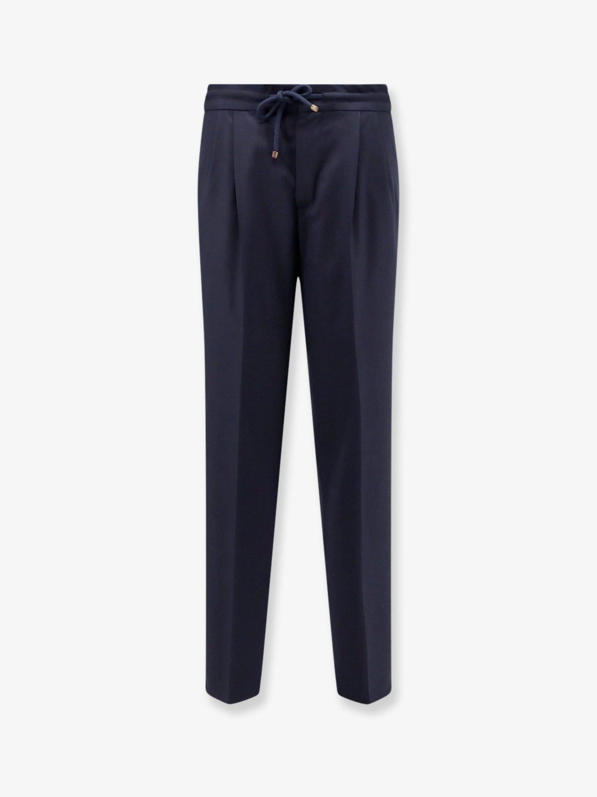 Brunello Cucinelli Virgin wool trousers with adjustable drawstring - Blucolorato