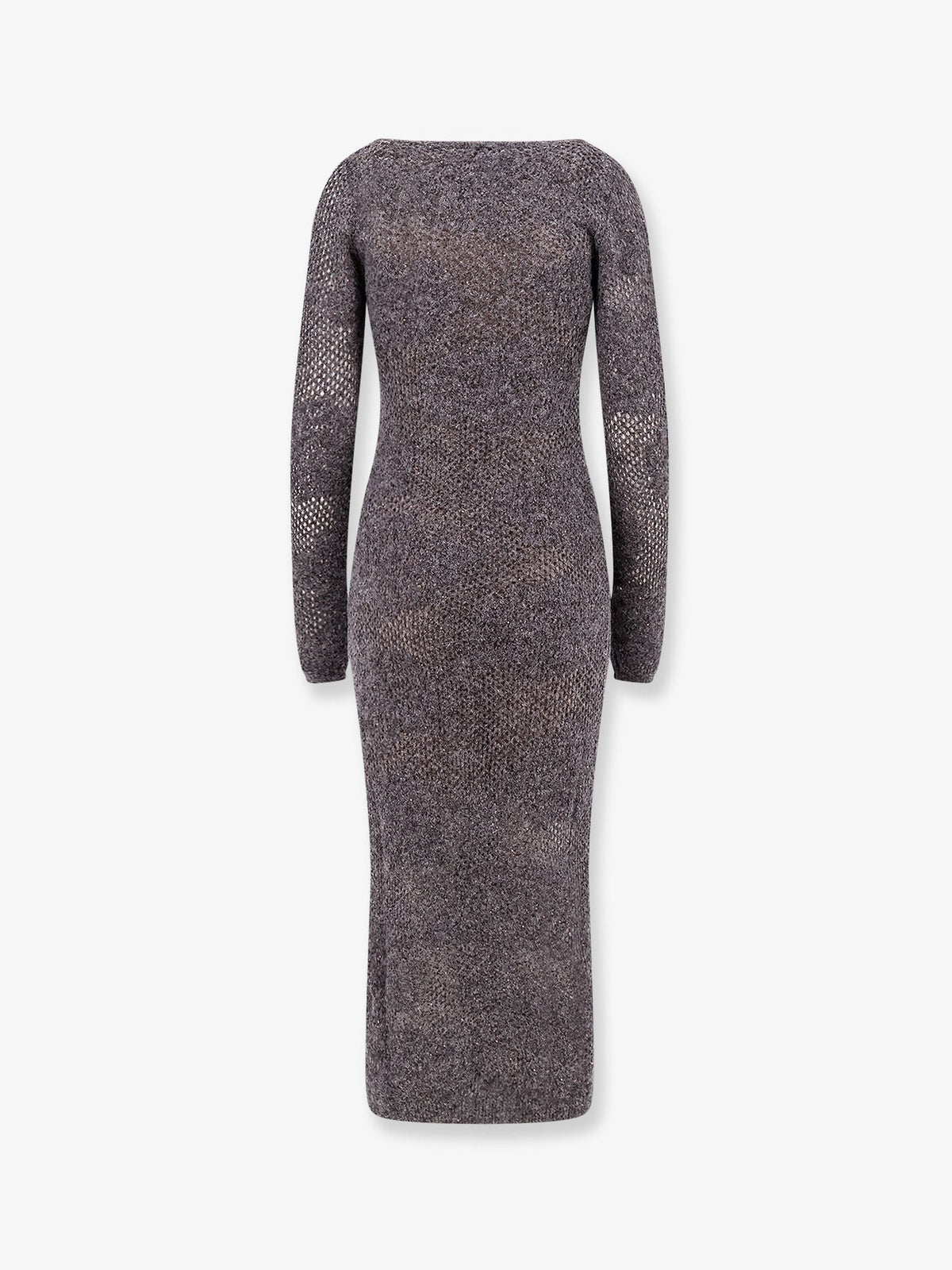 Brunello Cucinelli Flower Lace Sparkling mohair and virgin wool knit dress - Piombo