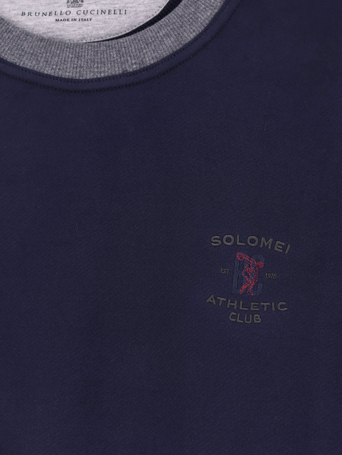 Brunello Cucinelli Cotton sweatshirt with front embroidered logo - Cobaltopiombo