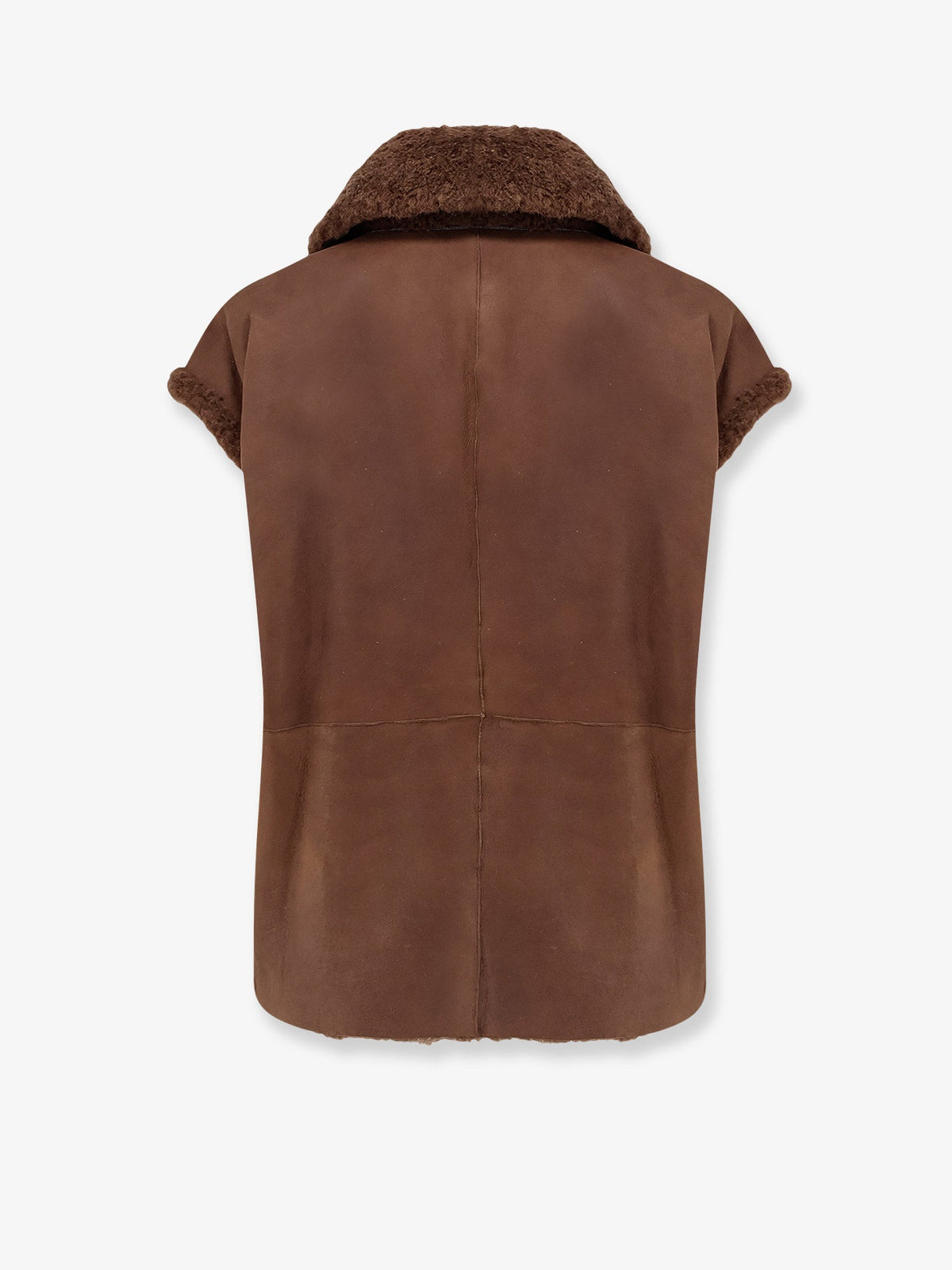 Brunello Cucinelli Shearling sleeveless jacket - Cioccolato