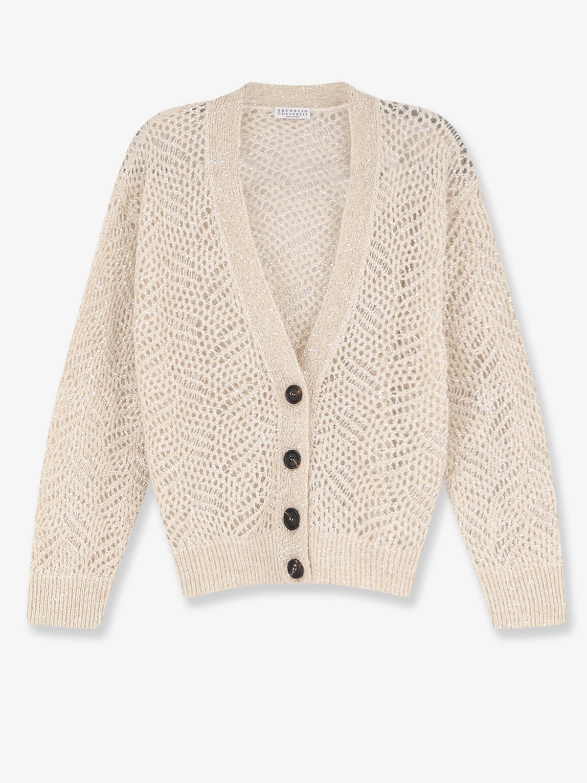 Brunello Cucinelli Mohair blend cardigan with iconic Dazzling motif - Avorio