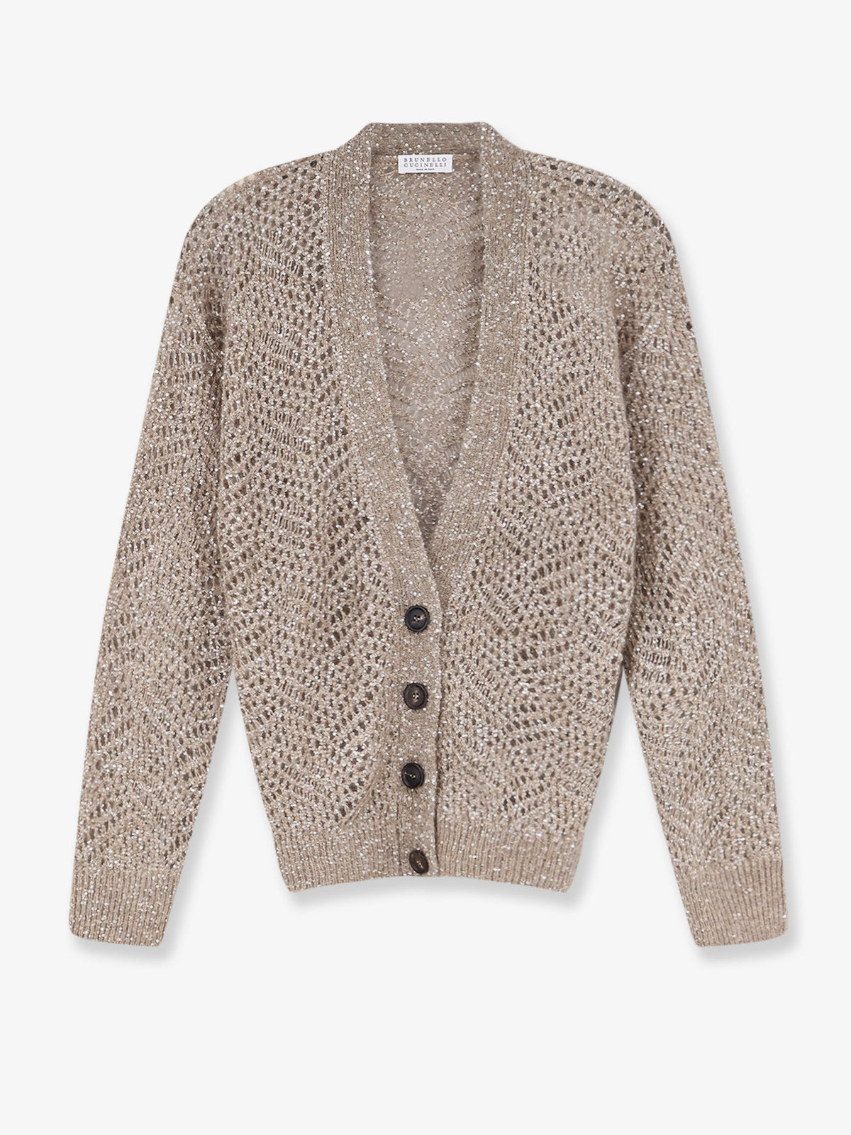 Brunello Cucinelli Mohair blend cardigan with iconic Dazzling motif - Brown