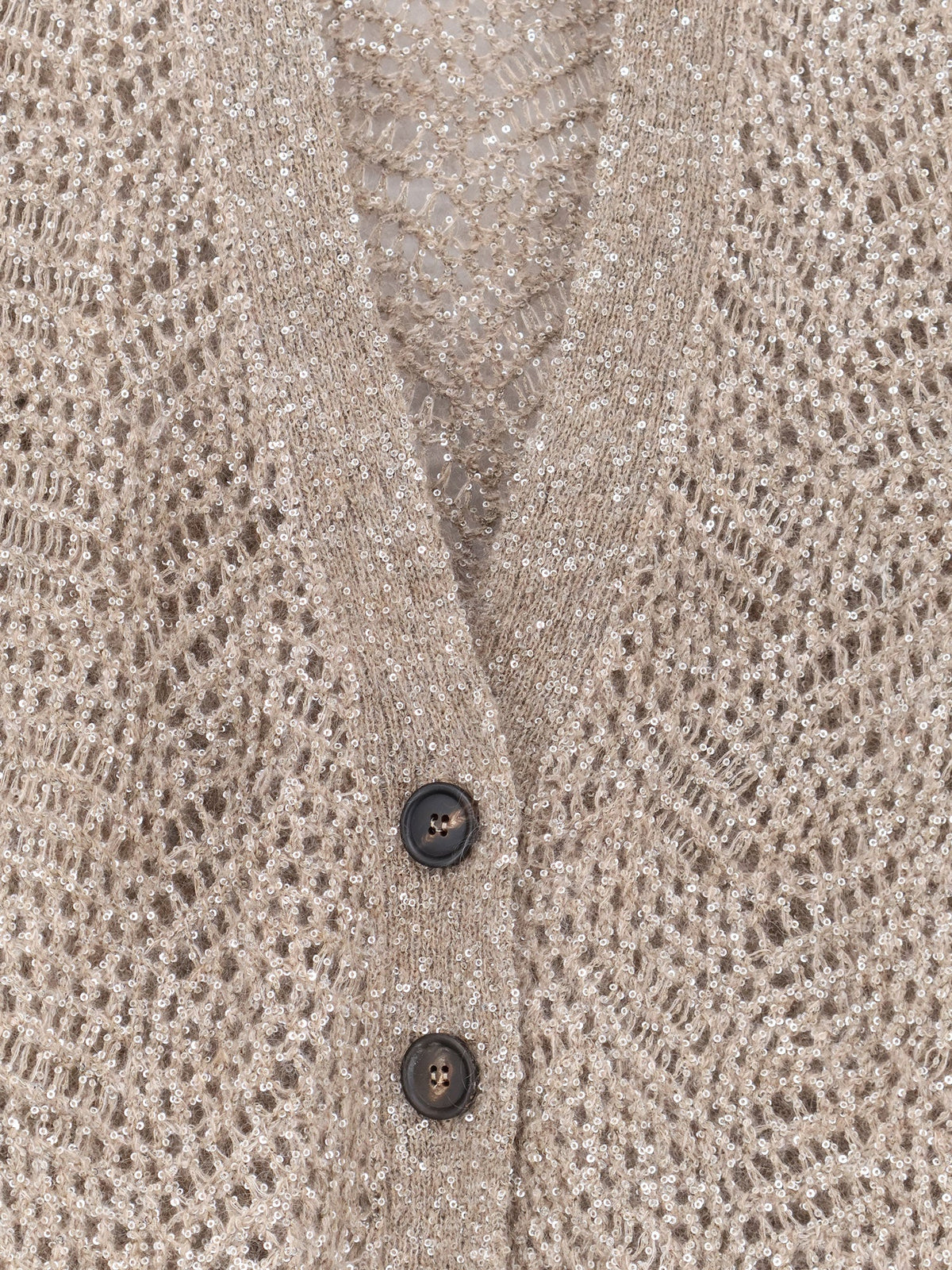 Brunello Cucinelli Mohair blend cardigan with iconic Dazzling motif - Brown