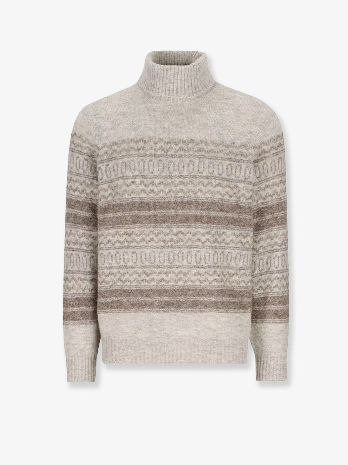 Brunello Cucinelli Nordic Jacquard alpaca, cashmere and wool blend sweater - Nebbia