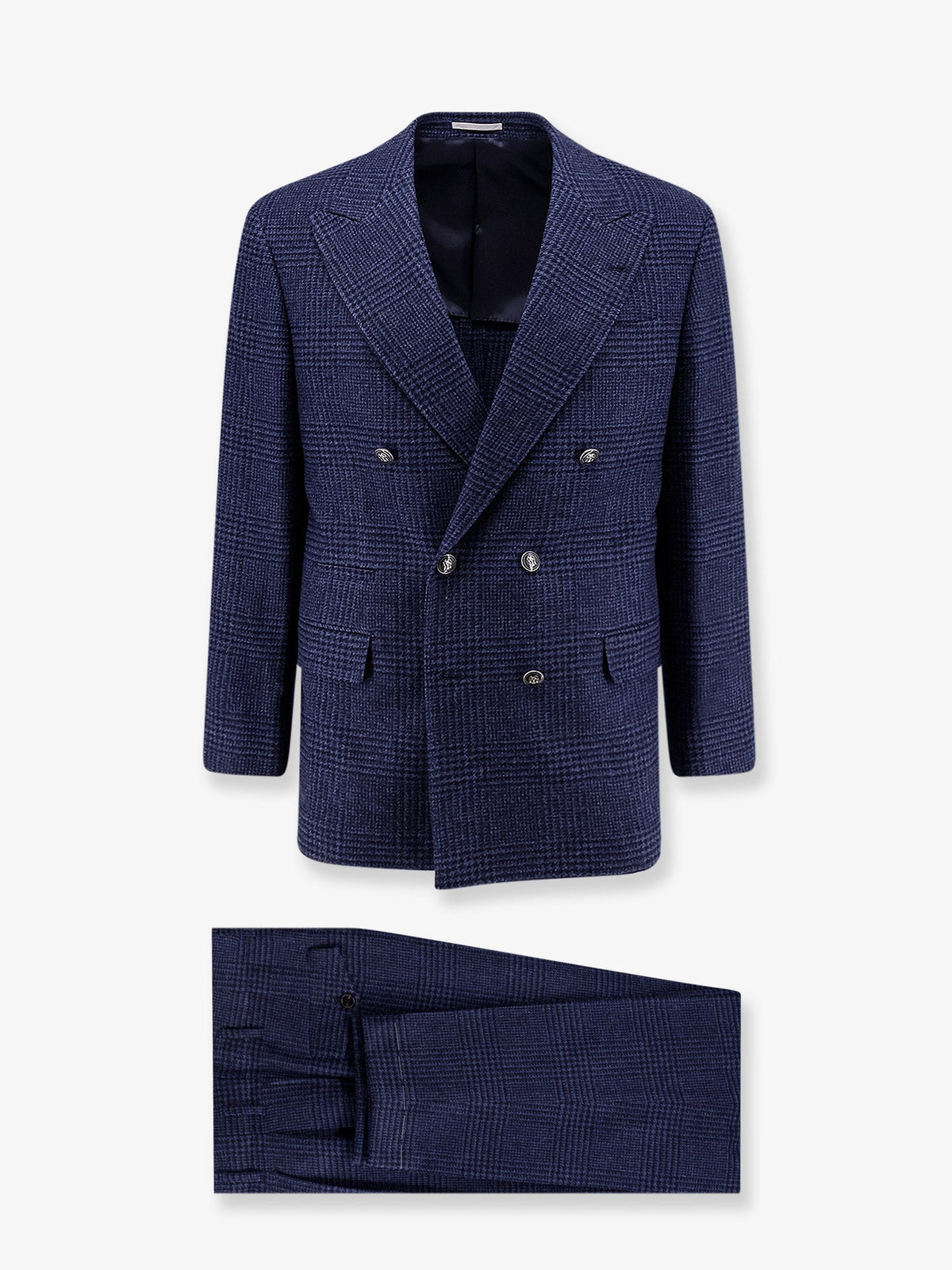 Brunello Cucinelli Wool and cashmere blend suit with Prince of Wales pattern - Blu