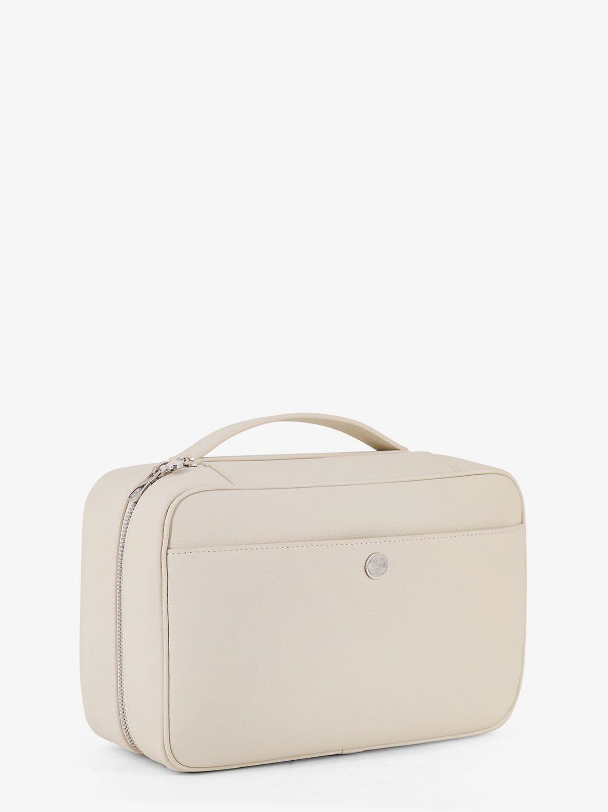 Brunello Cucinelli Leather beauty case with metal logo detail - Ghiaccio