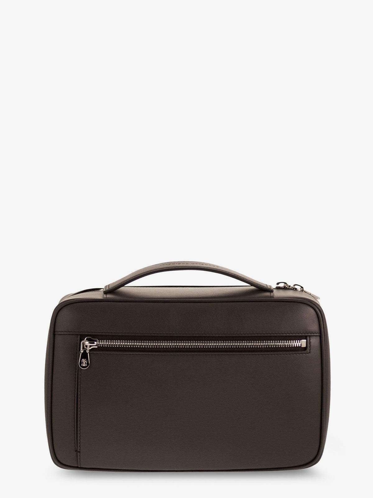 Brunello Cucinelli Leather beauty case with metal logo detail - Testa Di Moro