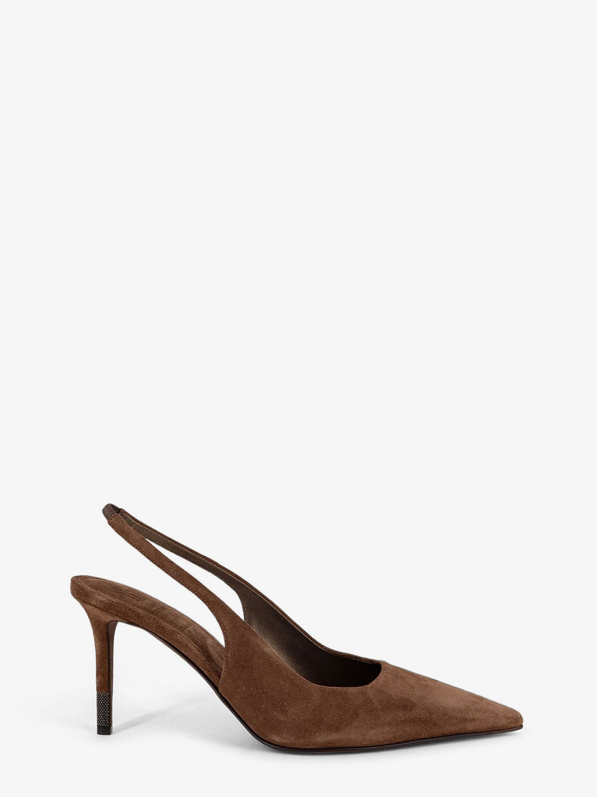Brunello Cucinelli Suede pumps with Monili detail on the heel - Caramello