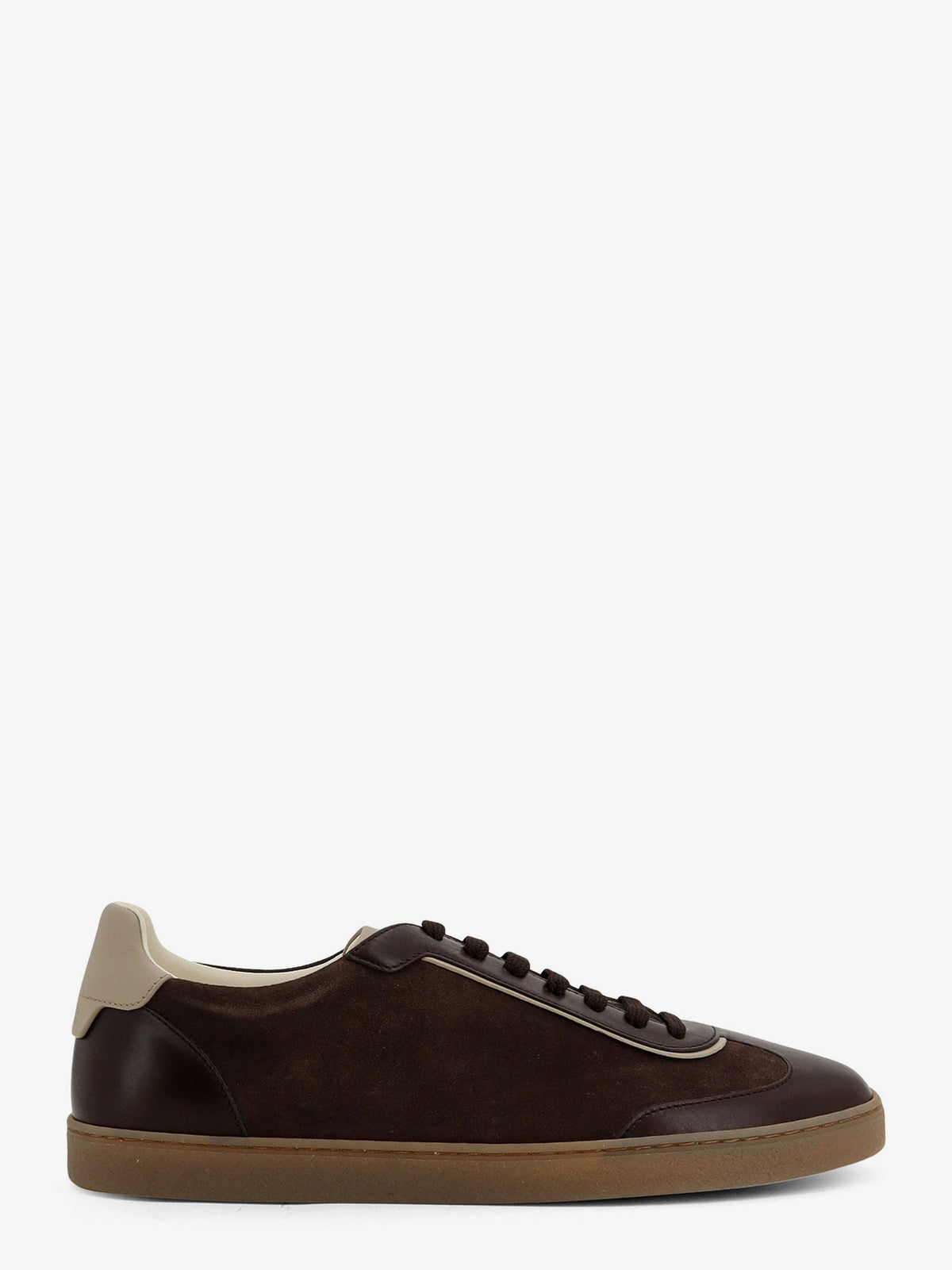 Brunello Cucinelli Low-top suede and leather sneakers - Moka