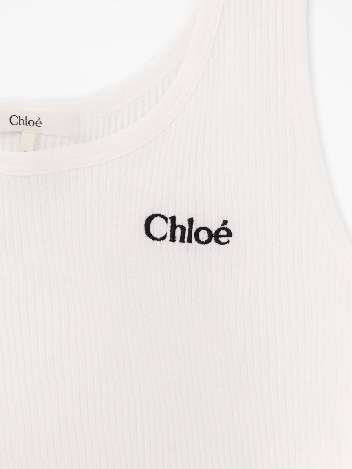 Chloé Ribbed cotton tank top - White