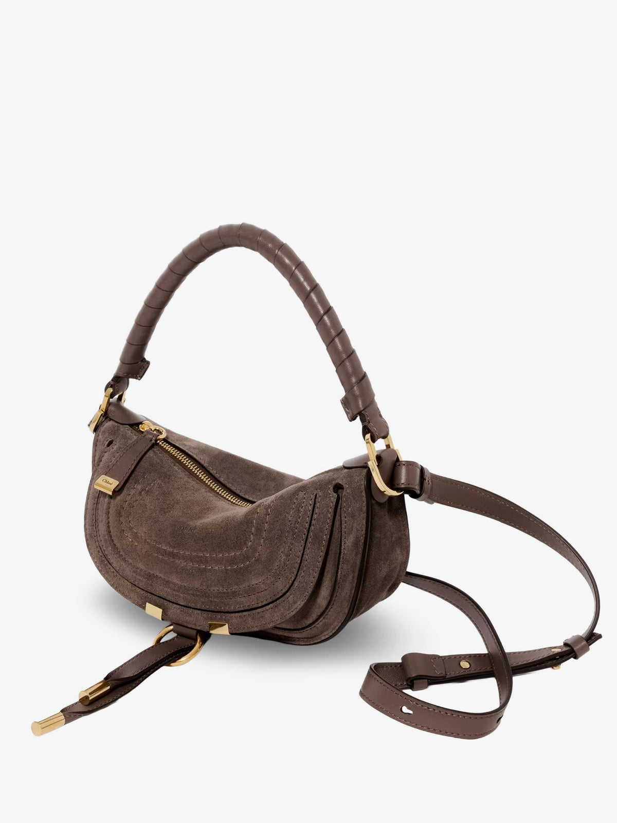 Chloé Marcie Suede shoulder bag - Nickelgrey