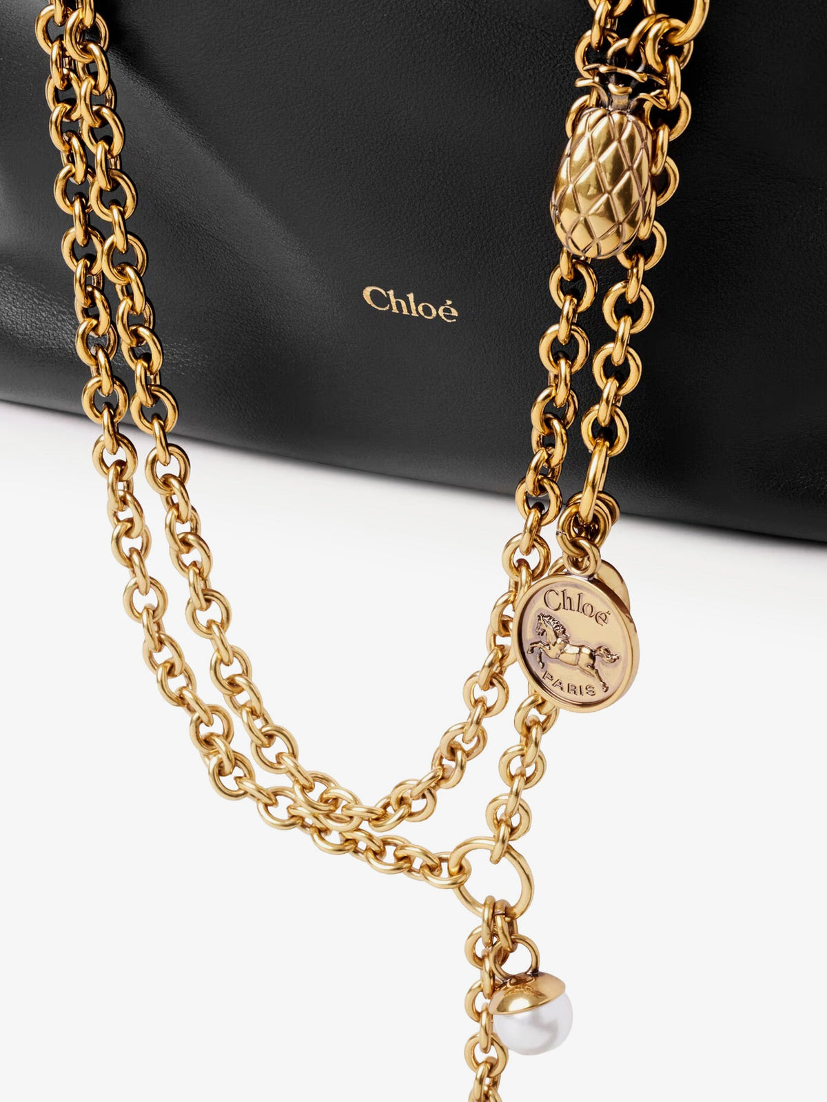Chloé Chloé Icons leather crossbody bag with front logo - Black