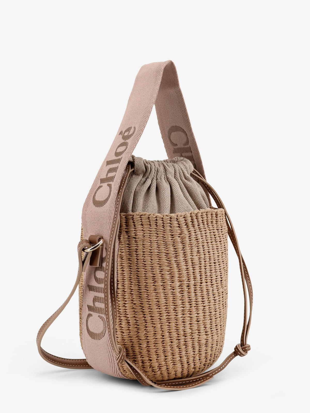 Chloé Woody raffia bucket bag - Blushy Beige