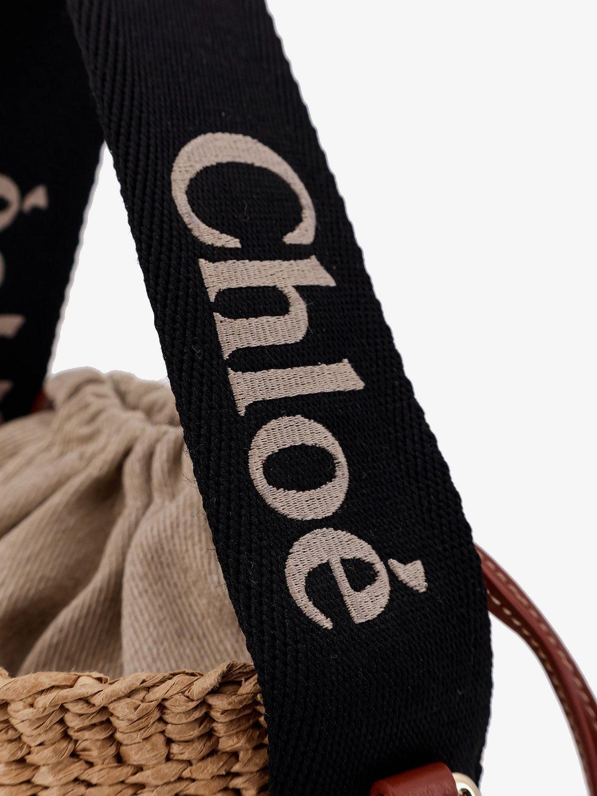 Chloé Woody raffia bucket bag - Black - Beige 1