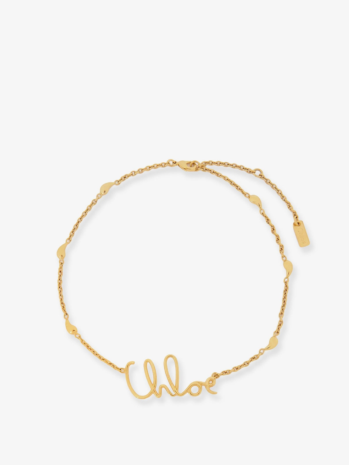 Chloé Brass necklace with lettering logo - Vintage Gold