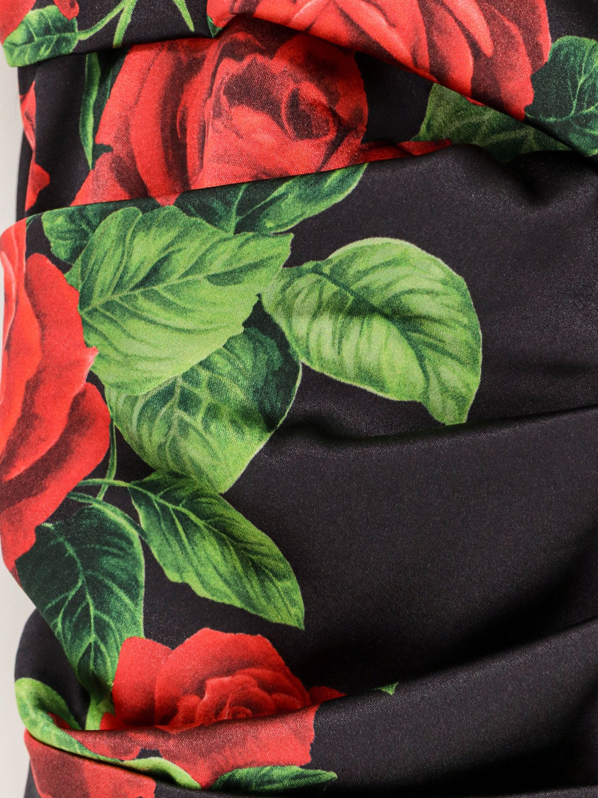 Dolce & Gabbana Short satin dress with rose print - Roserossnero
