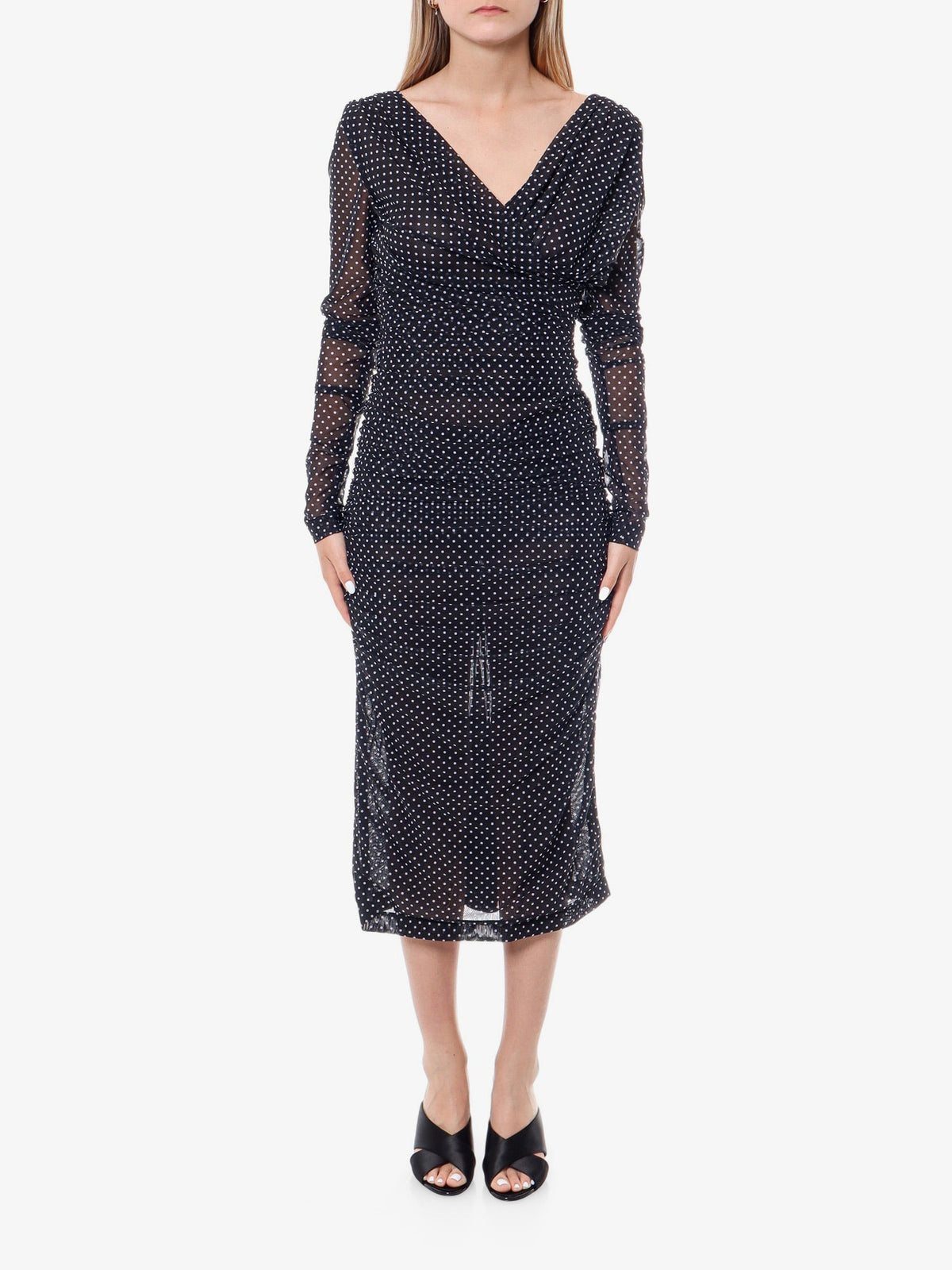 Dolce & Gabbana Polka-dots dress with drapery - Nero